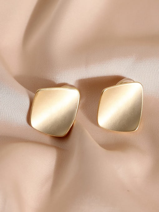 matte gold [ear clip] Brass Smooth Square Minimalist Clip Earring